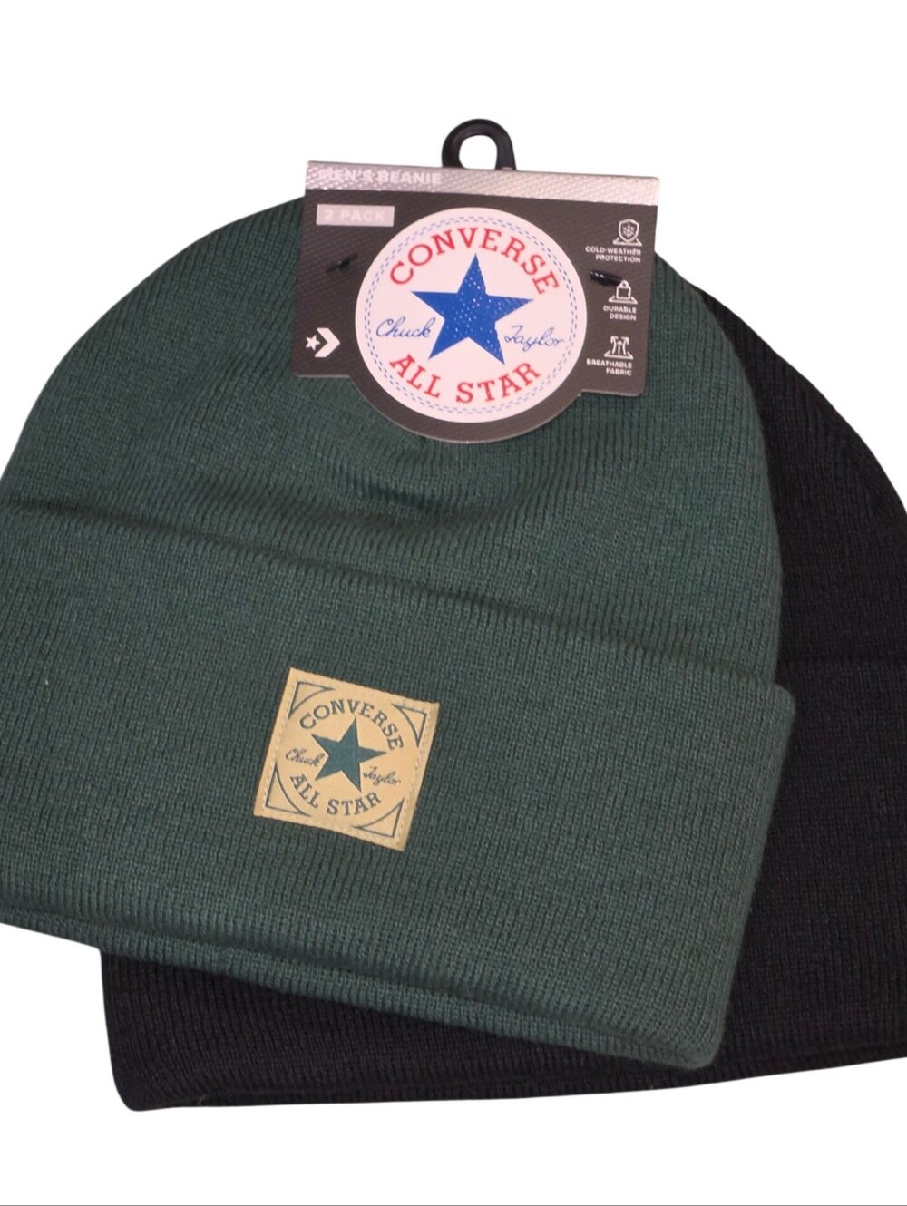 Converse 2-PK Rib Knit Cuff Beanie Hats